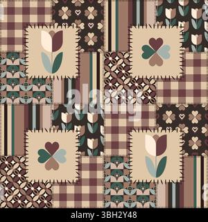 Geometric Mid Mod Patchwork Seamless Pattern Stock Vector
