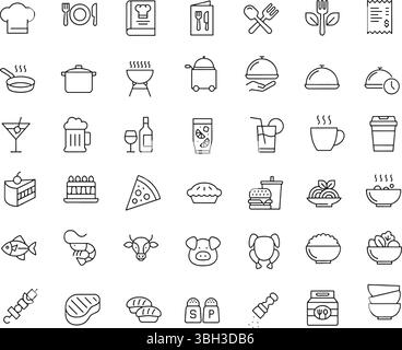Icon set of hobby leisure freetime activity entertainment. editable stroke. Thin line icons, flat illustrations. Stock Vector