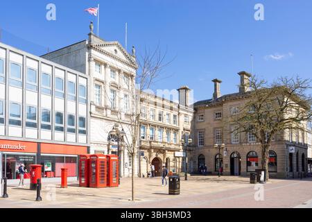 Stafford town centre Lloyds bank Santander bank in the Market Place Greengate street Stafford Staffordshire England UK GB Europe Stock Photo