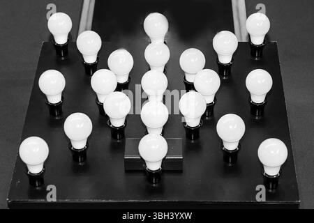 Modern LED energy-saving light bulbs use less energy and last longer than traditional incandescent bulbs Stock Photo