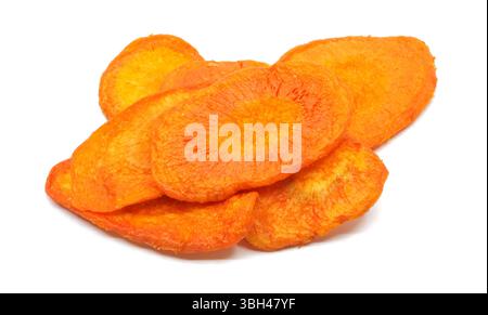 Dried carrot chips portion on a white background. Stock Photo