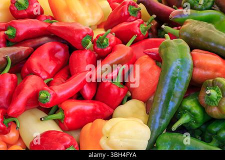 Chiles on sale at Sunday market, Ljubjana, Slovenia Stock Photo