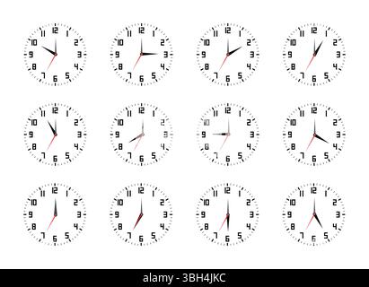Wall Clock Set - Modern & Decorative Timepiece Collection Stock Vector