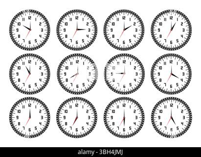 Wall Clock Set - Modern & Decorative Timepiece Art for Home Stock Vector