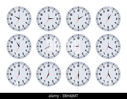 Wall Clock Set - Modern & Decorative Timepiece Art for Home Stock Vector