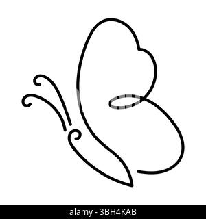 Abstract Butterfly Outline Illustration. This image showcases a minimalist abstract depiction of a butterfly. Stock Vector