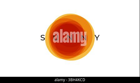 Sun Logo With Abstract Red And Orange Circular Layers, Minimal Design, Bright And Modern Typography On White Background. Ideal For Branding And Stock Vector