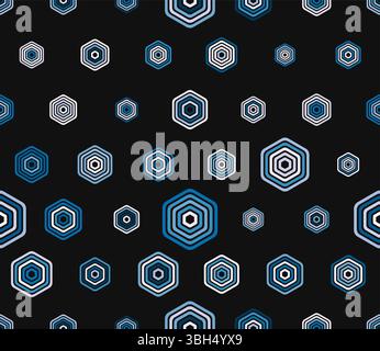 Geometric background. Multicolored geometric elements of varied size. Bold rounded stacked hexagons mosaic pattern. Large hexagon shapes. Stock Vector