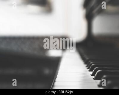 Vintage Piano keyboard with selective focus Stock Photo