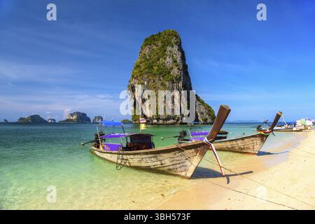 Rocky mountain in the water, Ko Rang Nok, Ao Phra Nang Beach, Ao Stock ...