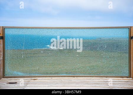 Fragmented tempered glass as a landscape background on the Azorean island of Santa Maria-Portugal Stock Photo