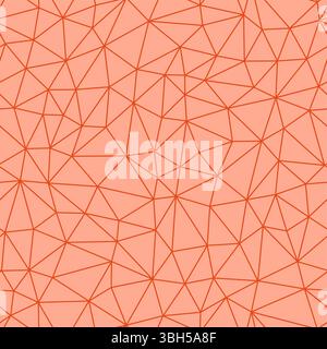 Triangulation geometric shapes background. Deep orange color. Small triangles size. Light lines weight. Repeatable pattern. Stock Vector