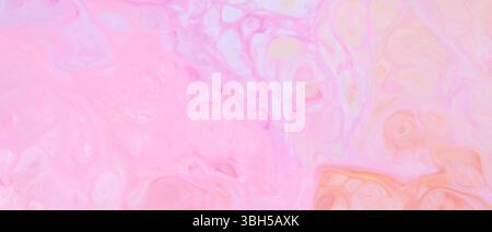 Pink and Orange Swirls with Pastel Fluid Texture, Fluid Art Abstract Background Stock Photo