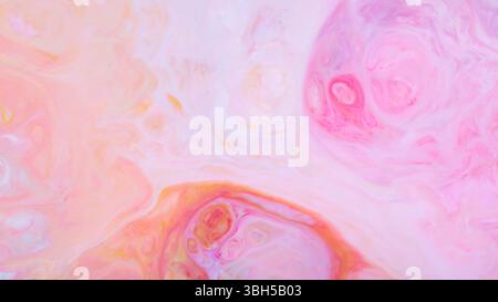 Pink and Orange Swirls with Pastel Fluid Texture, Fluid Art Abstract Background Stock Photo