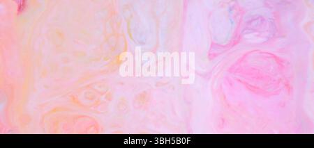 Pink and Orange Swirls with Pastel Fluid Texture, Fluid Art Abstract Background Stock Photo
