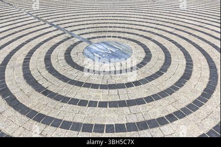 Close-up of pavement with concentric pattern. Patterned floor walkway of the large square of a church Stock Photo