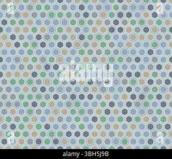 Abstract mosaic shapes geometric background. Rounded hexagons mosaic pattern with inner solid cells. Hexagon geometric shapes. Stock Vector