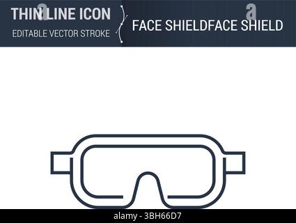 Symbol of Face Shield. Thin Line Icon of Biochemistry and Genetics. Stroke Pictogram Graphic for Web Design. High-Quality Outline Vector Symbol Concep Stock Vector