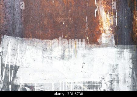 Abstract corroded old white paint on metal walls. The wall is cracked with old white paint. Rusty on old metal background. Metal rust. Texture, old me Stock Photo