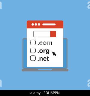 Domain name registration, flat design vector illustration. Stock Vector