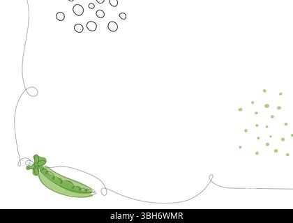 pea continuous line background. One single line organic healthy food concept. Minimalism modern style graphics design Stock Vector