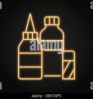 Bottles of glue neon line icon. School supplies, stationery. Vector illustration Stock Vector