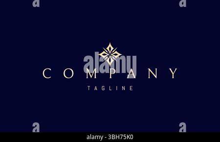 Vector golden logo with an abstract image of a pattern of arrows and spears in the form of a flower. Stock Vector