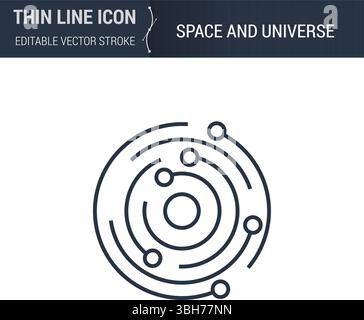 Space and Universe Symbol. Sleek Thin Line Icon. Stroke Pictogram for Web Design. High-Quality Outline Vector Concept. Premium Monoline Aesthetic. Stock Vector
