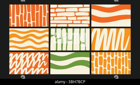 Wavy Hand-Drawn Artistic Elements Background Set Stock Vector