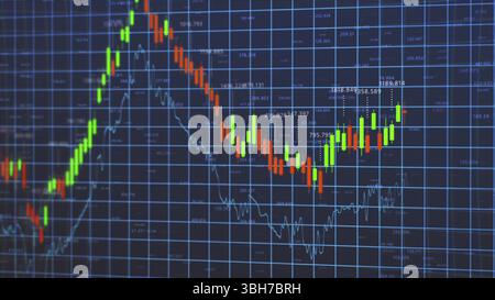 Dynamic Stock Market Trends: Analyzing the Rise and Fall of Financial Data Through Vibrant Price Movements and Chart Patterns Highlighting Volatility Stock Photo