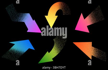 Colorful gradient arrows with grainy texture Stock Vector