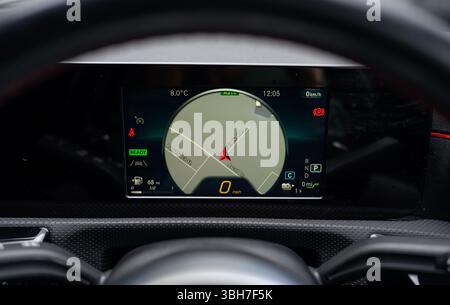 Virtual Cockpit, Digital Dashboard Displaying Map and Information Stock Photo