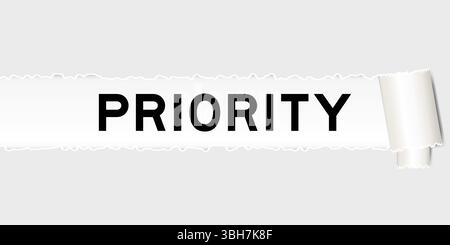Ripped gray paper background that have word priority under torn part Stock Vector