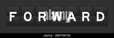 Black color analog flip board with word forward on gray background Stock Vector