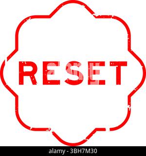 Grunge red reset word square rubber seal stamp on white background Stock Vector