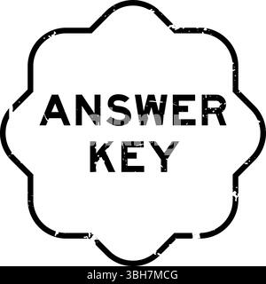 Grunge black answer key word round rubber seal stamp on white ...