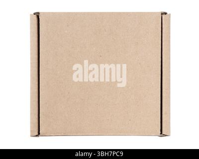 Closed rectangular brown cardboard flap box isolated on a white background, ideal for showcasing your design Stock Photo