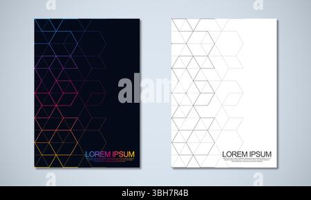 Abstract geometric covers and brochures with isometric vector blocks, and polygon shape patterns Stock Vector