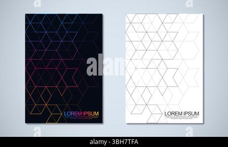Abstract geometric covers and brochures with isometric vector blocks, and polygon shape patterns Stock Vector