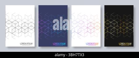 Abstract geometric covers and brochures with isometric vector blocks, and polygon shape patterns Stock Vector