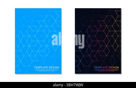 Abstract geometric covers and brochures with isometric vector blocks, and polygon shape patterns Stock Vector