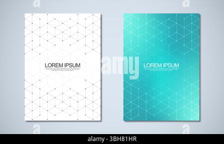 Abstract geometric covers and brochures with isometric vector blocks, and polygon shape patterns Stock Vector