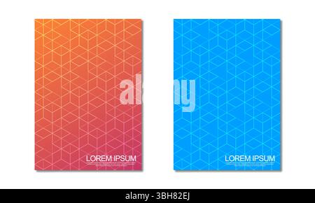 Abstract geometric covers and brochures with isometric vector blocks, and polygon shape patterns Stock Vector