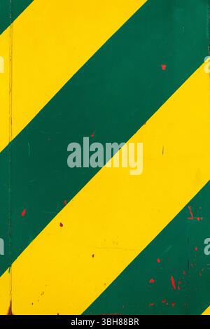 Yellow and green sheet metal background with transverse stripes Stock Photo