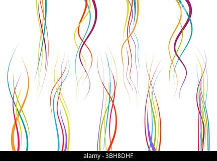Set of abstract color  curved lines. Wave design element. Vector illustration. Stock Vector