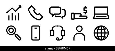 A versatile set of icons for digital and user interface elements. Covers analytics, communication, devices, user profiles, search, support, and online Stock Vector