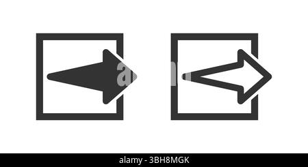 Straight right out box arrow icon set. Suitable for sharing options, external links, and moving data outwards. Symbol of share, external, and exit. Stock Vector