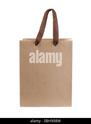 New cardboard shopping bag isolated on white. Stock Photo
