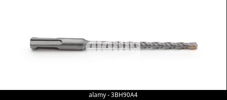New drill bit for professional hammer drill isolated on white. Stock Photo