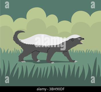 Honey badger side view Stock Vector